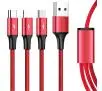 Kabel Unitek 3w1 USB do USB typ C microUSB Lightning 1,2m Czerwony