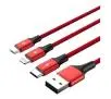 Kabel Unitek 3w1 USB do USB typ C microUSB Lightning 1,2m Czerwony