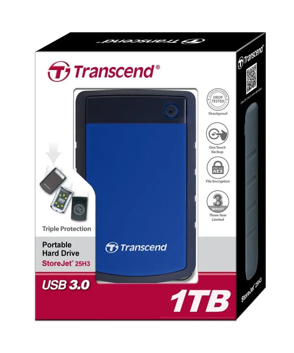Dysk Transcend StoreJet 25H3B 1TB USB 3.0  Niebieski