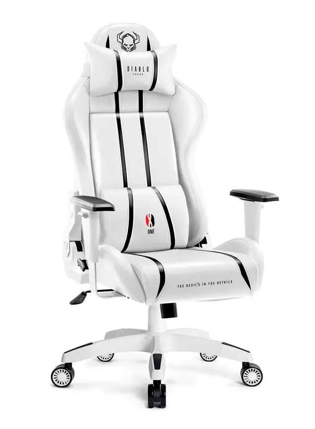 Fotel Diablo Chairs X-One 2.0 King Size Gamingowy do 160kg Skóra ECO Tkanina Biało-czarny