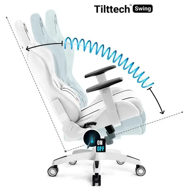 Fotel Diablo Chairs X-One 2.0 King Size Gamingowy do 160kg Skóra ECO Tkanina Biało-czarny