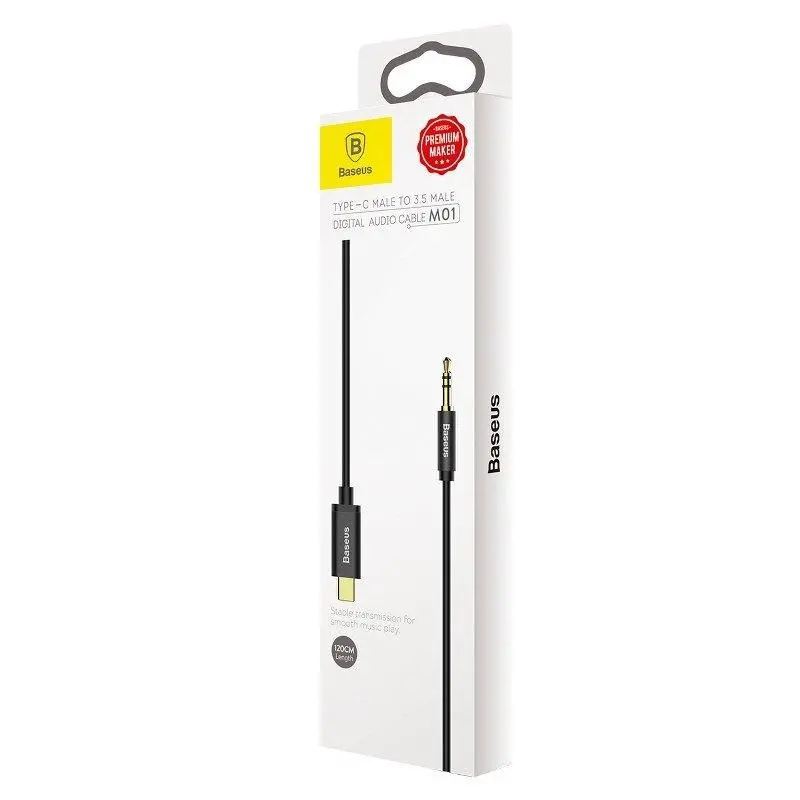 Kabel Baseus audio USB-C do mini jack 3,5mm AUX Yiven 1,2m Czarny