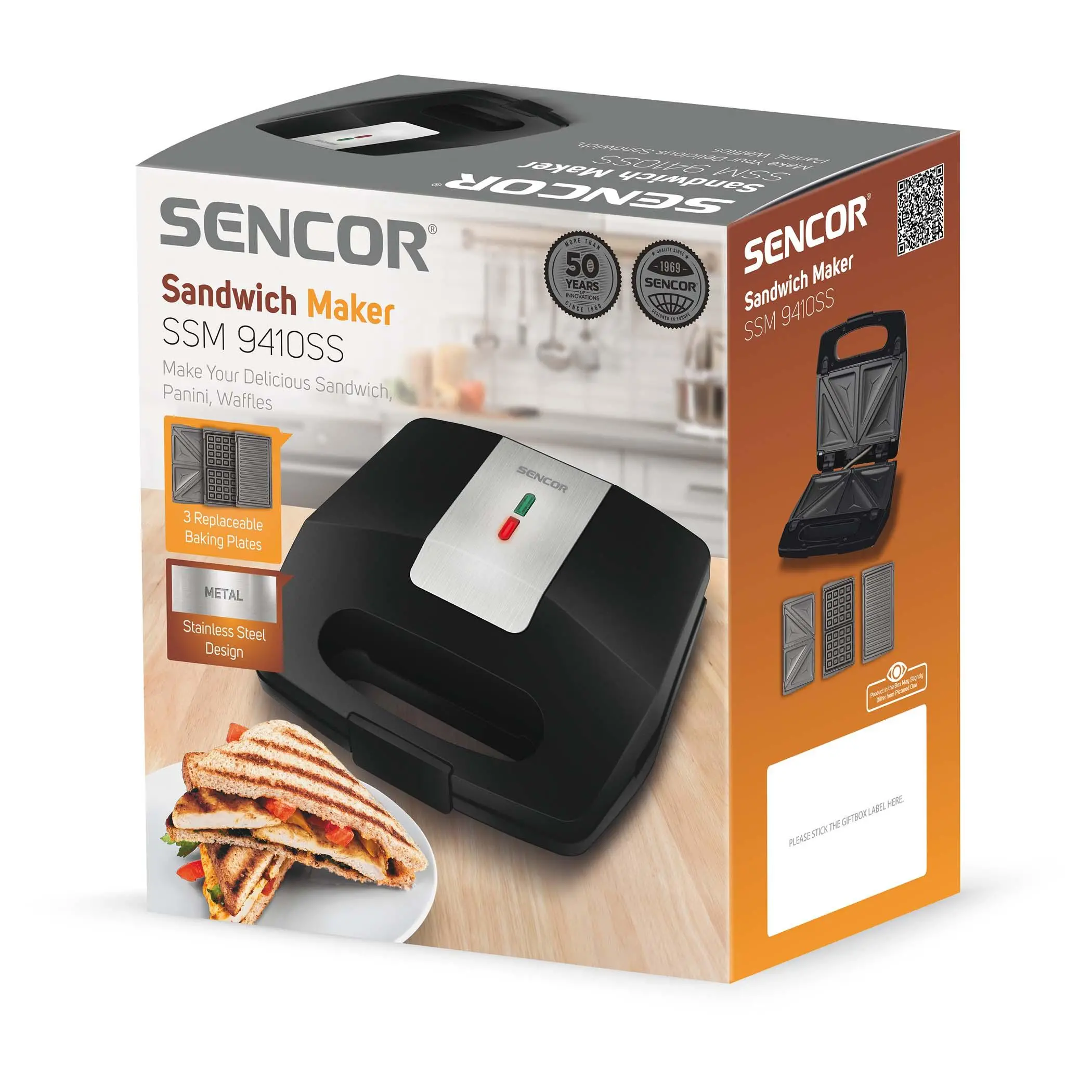 Opiekacz Sencor SSM 9410SS 3w1 Trójkąty Gofry Panini 700W