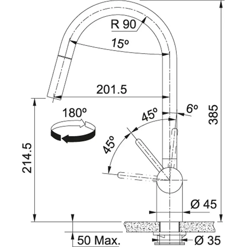 Bateria Franke Leda Pull-Out Stal szlachetna