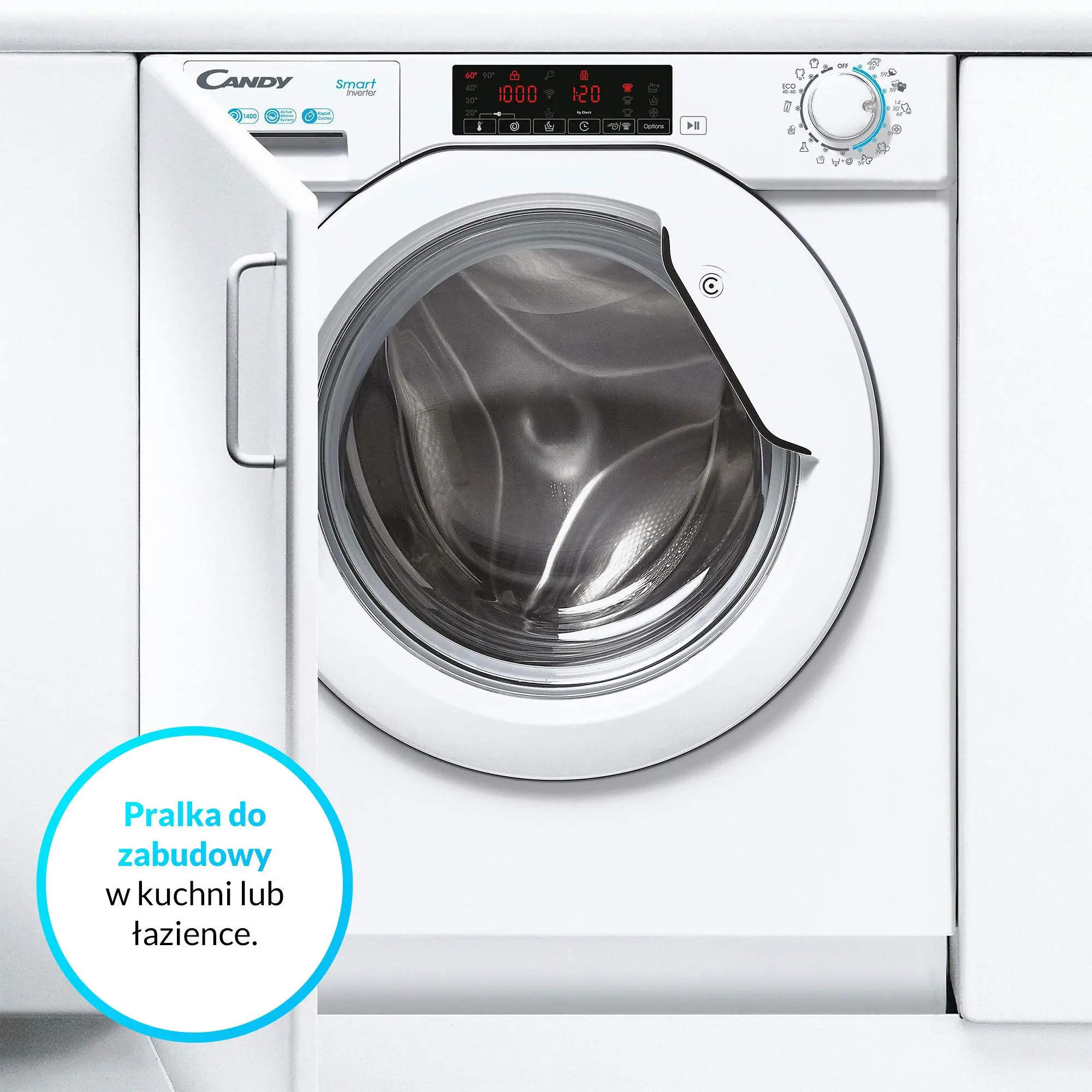 Pralka Candy Smart Inverter CBW 48TWME-S 8kg 1400obr/min