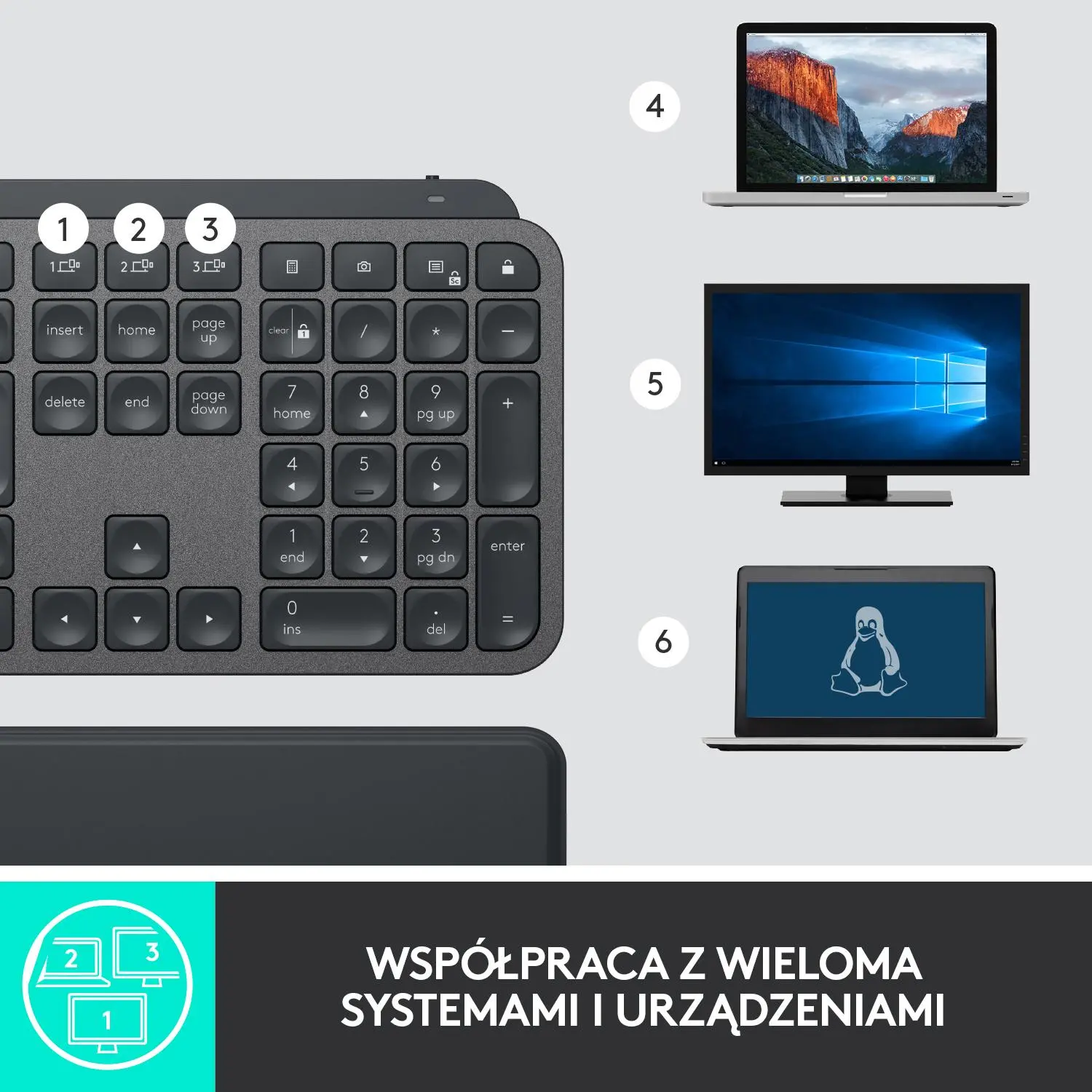 Klawiatura membranowa Logitech MX Keys Plus Grafitowy