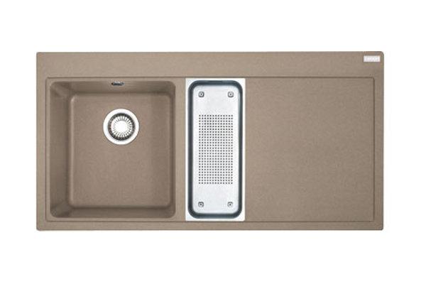 Zlewozmywak Franke Mythos MTG 651-100 - cappuccino komora z lewej strony - granitowy - wpuszczany w blat - ociekacz