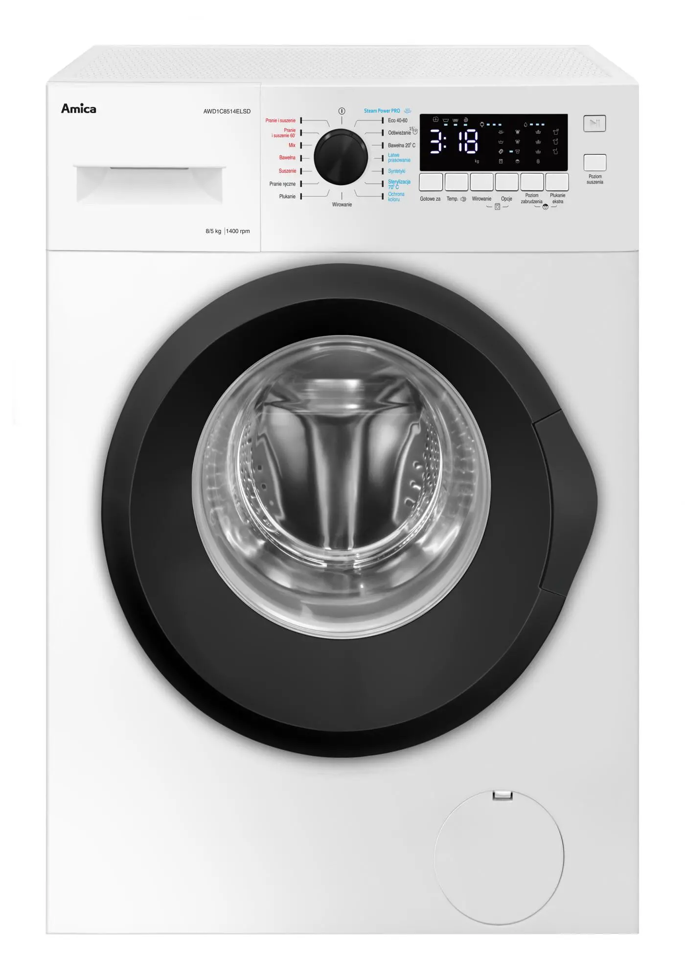 Pralko-suszarka Amica AWD1C8514ELSD 56,5cm 8kg/5kg
