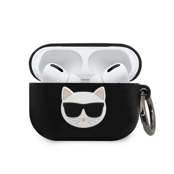 Etui na słuchawki Karl Lagerfeld KLACAPSILCHBK Silicone Choupette AirPods Pro Cover Czarny