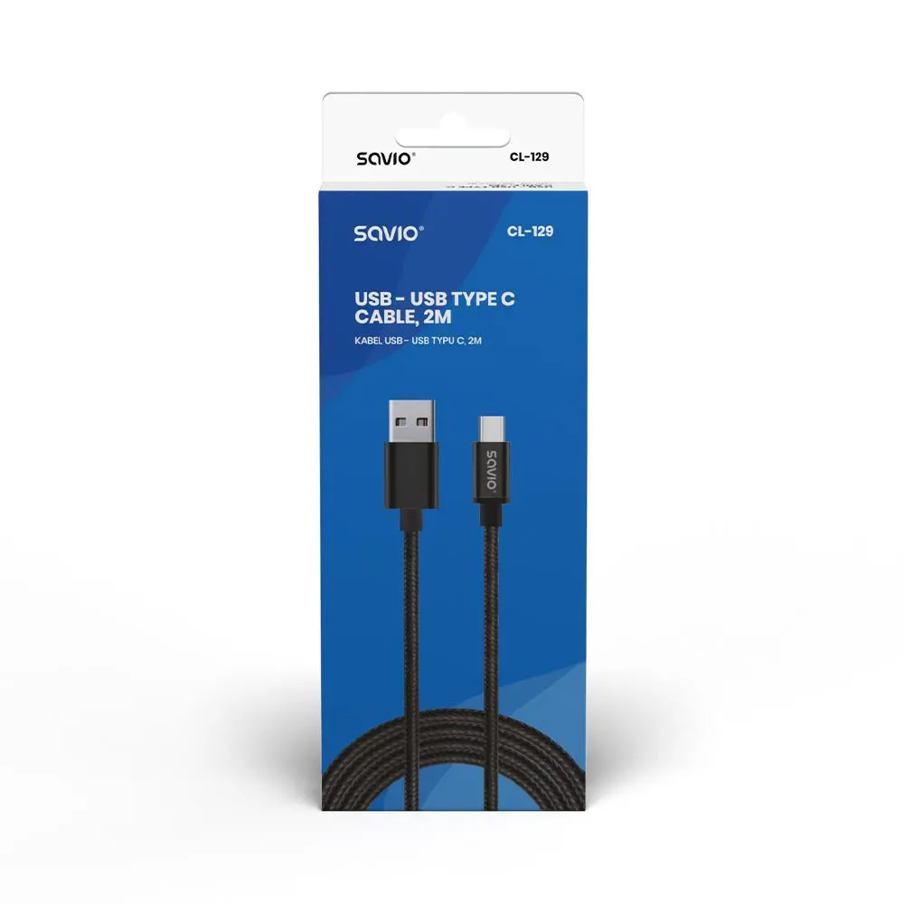 Kabel Savio CL-129 USB – USB typ C 2m Czarny