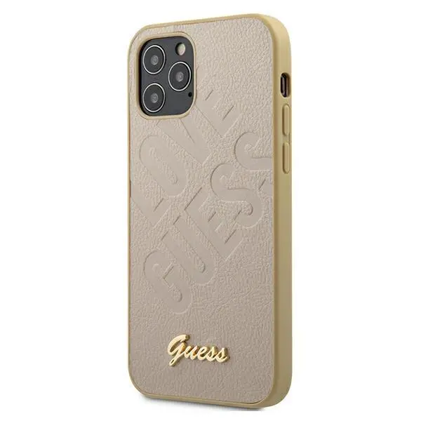 Etui Guess Iridescent Love Script Gold Logo GUHCP12SPUILGLG do iPhone 12 mini Złoty