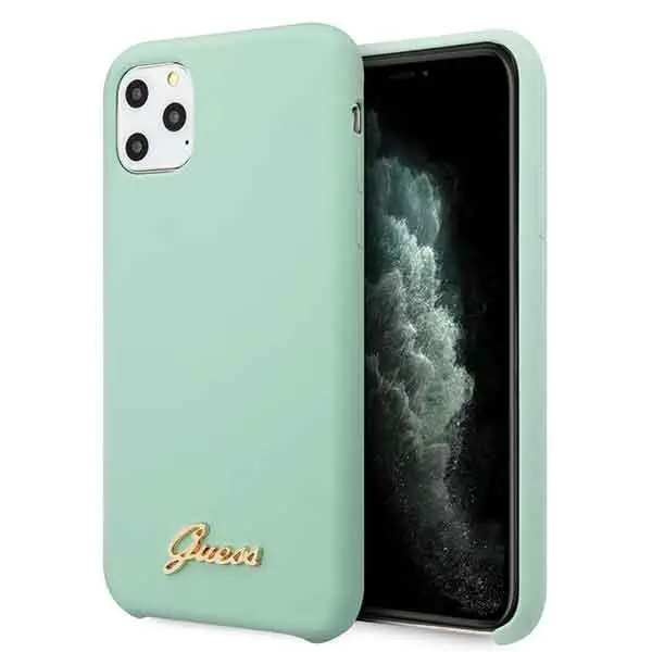 Guess Silicone Vintage Gold Logo GUHCN58LSLMGG do iPhone 11 Pro Zielony