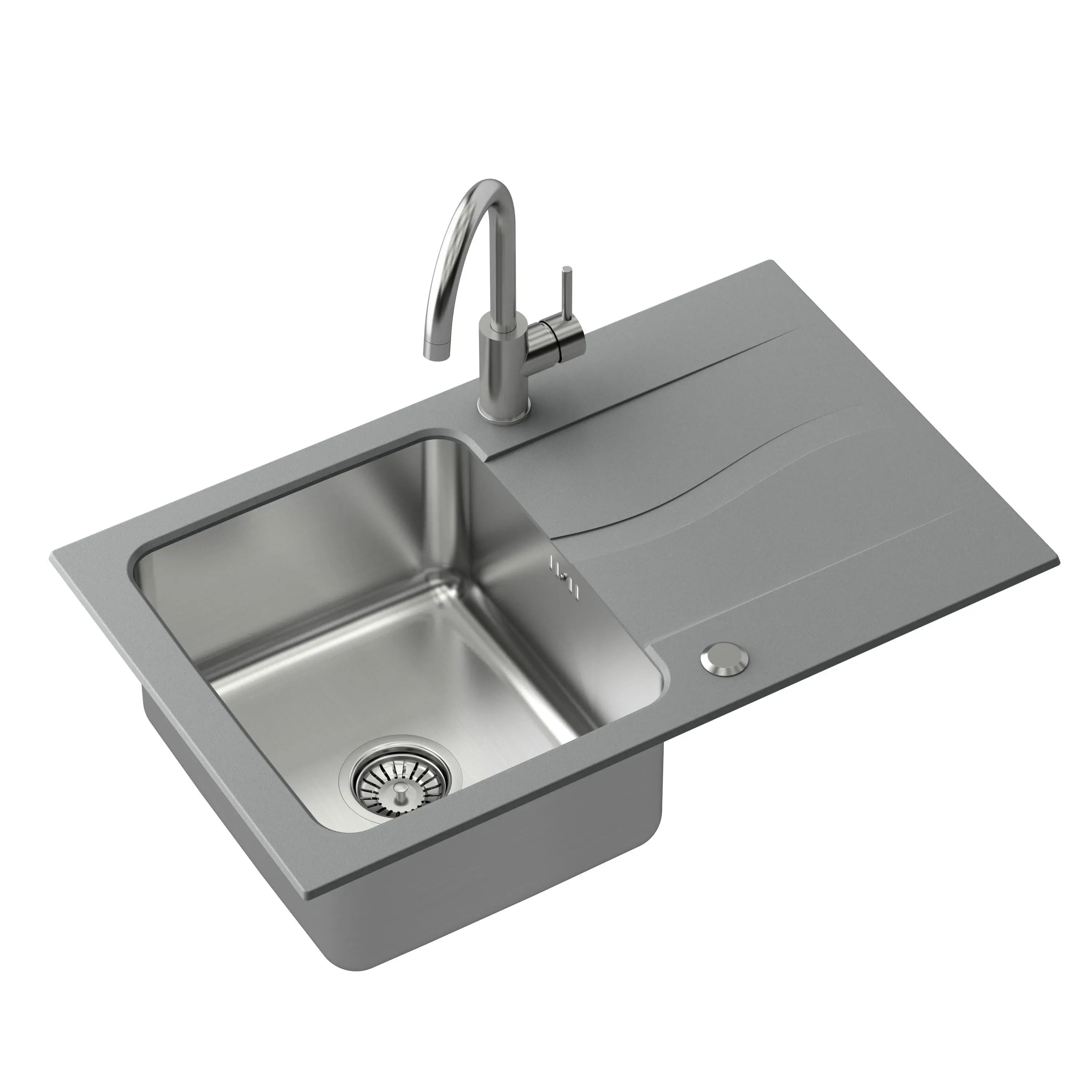 Zlewozmywak Quadron FUS_M7848SZ_3623500BS Michael 111 Fusion Szary + bateria Kate Stalowy