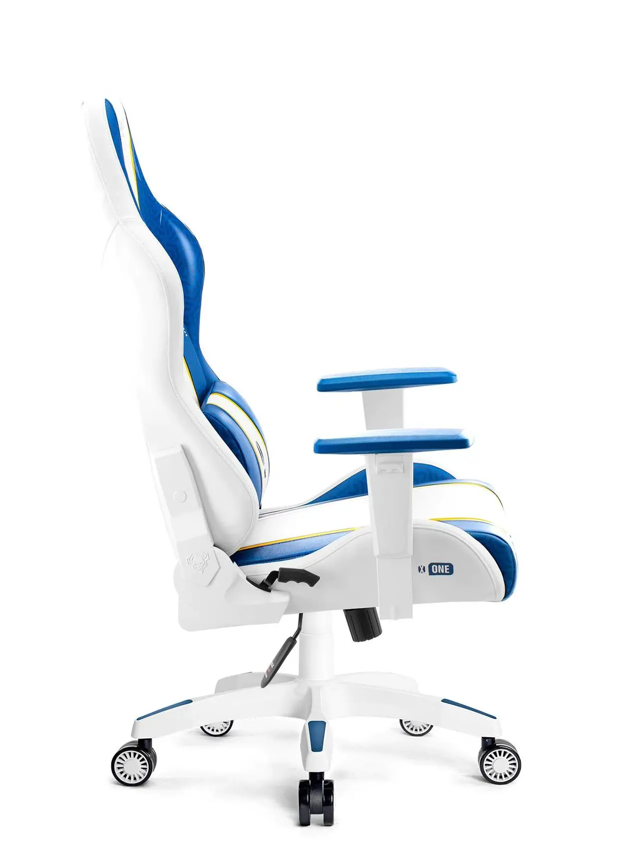Fotel Diablo Chairs X-One 2.0 Normal Size Gamingowy do 136kg Skóra ECO Tkanina Biało-niebieski