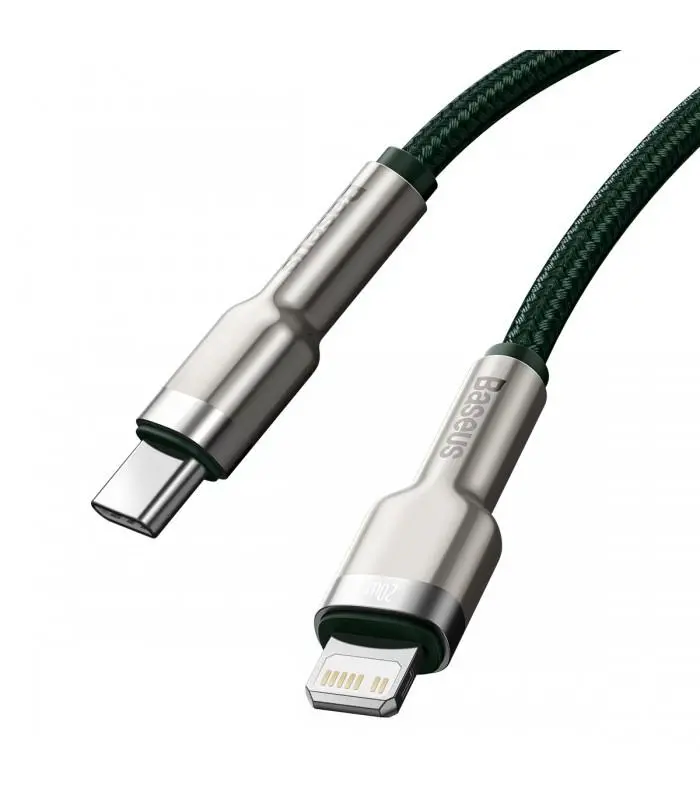 Kabel Baseus Cafule metal USB-C do Lightning 20W 1m Zielony