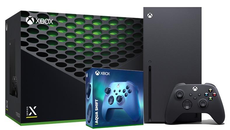 Konsola Xbox Series X + dodatkowy pad (wodny niebieski)