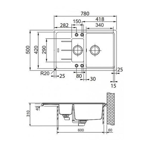 Zlewozmywak Franke Basis BFG 651-78 Granitowy Mokka