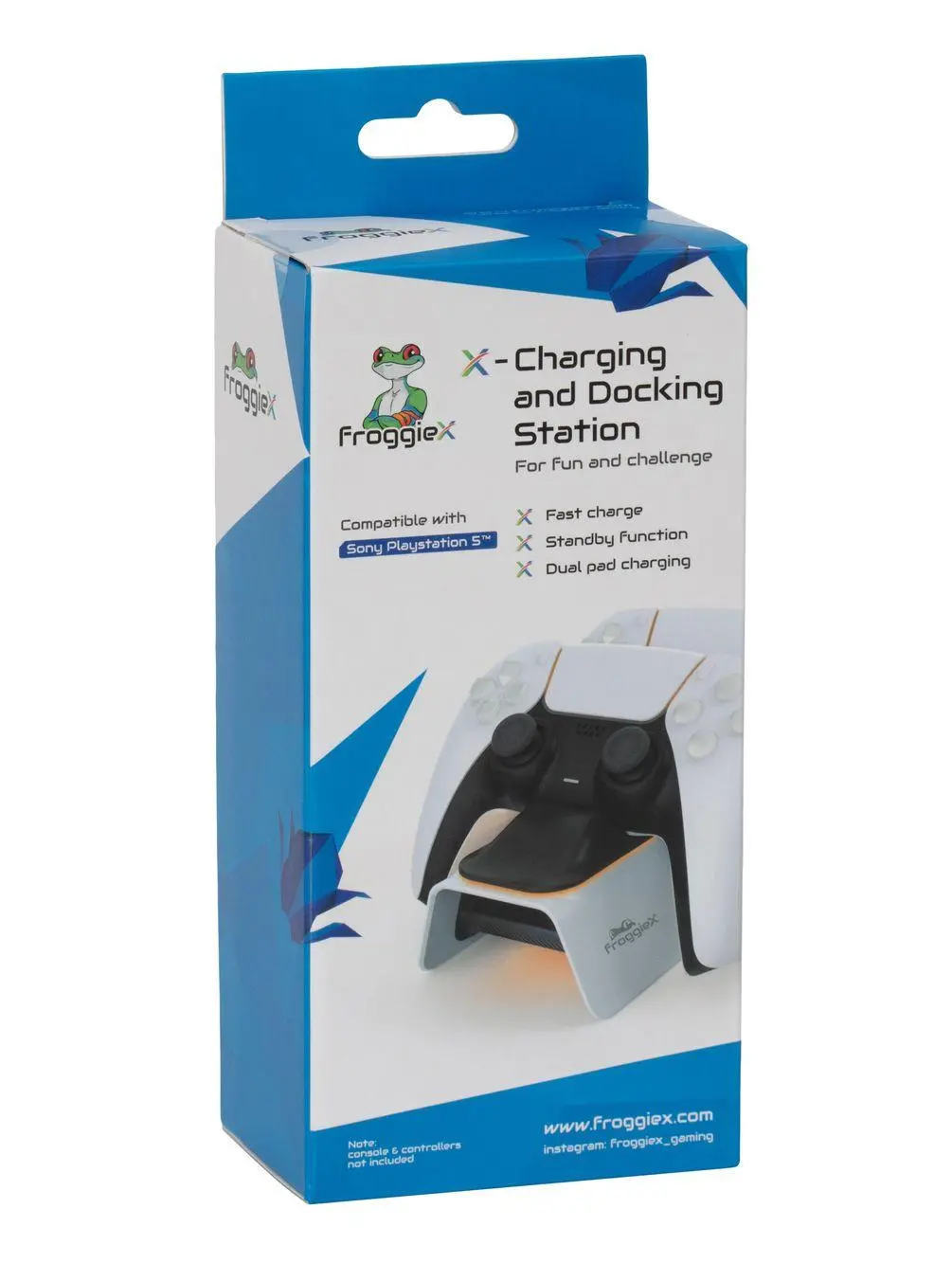 Ładowarka FroggieX FX-P5-C1-W podwójna stacja ładująca do padów PS5 DualSense