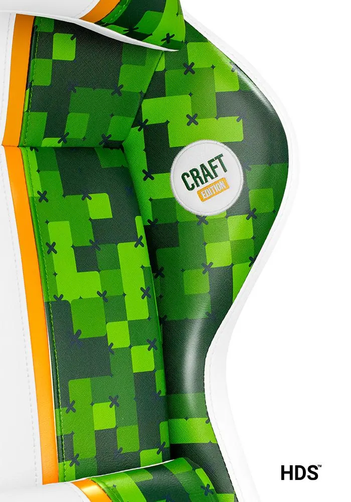 Fotel Diablo Chairs X-One 2.0 Craft King Size Gamingowy do 180kg Skóra ECO Tkanina Biało-zielony