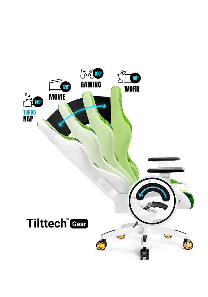 Fotel Diablo Chairs X-One 2.0 Craft King Size Gamingowy do 180kg Skóra ECO Tkanina Biało-zielony