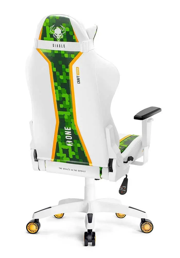 Fotel Diablo Chairs X-One 2.0 Craft King Size Gamingowy do 180kg Skóra ECO Tkanina Biało-zielony