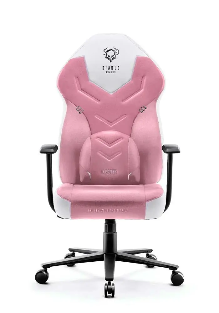 Fotel Diablo Chairs X-Gamer 2.0 Normal Size Gamingowy do 150kg Skóra ECO Tkanina Marshmallow pink