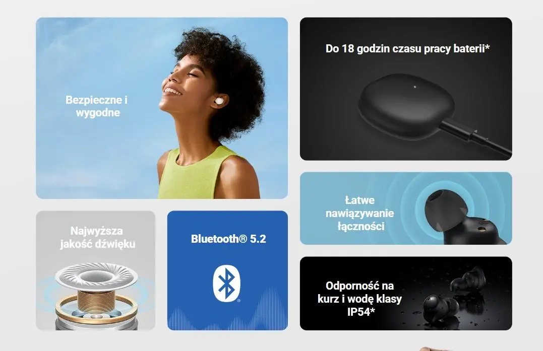 Słuchawki bezprzewodowe Xiaomi Redmi Buds 3 Lite Dokanałowe Bluetooth 5.2 Czarny