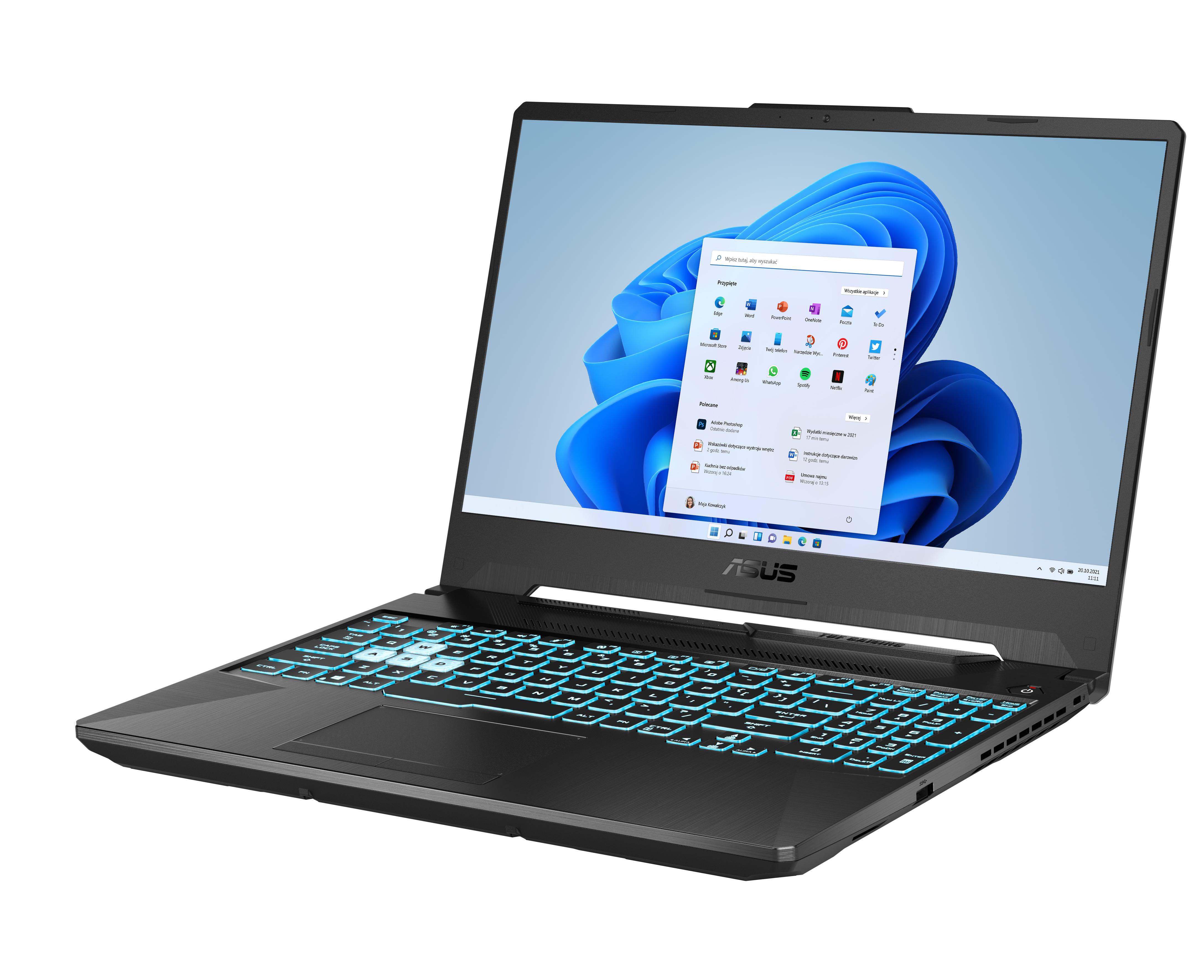 Laptop gamingowy ASUS TUF Gaming F15 FX506HCB-HN200W 15,6" 144Hz i5-11400H 16GB RAM 512GB Dysk SSD RTX3050 Win11
