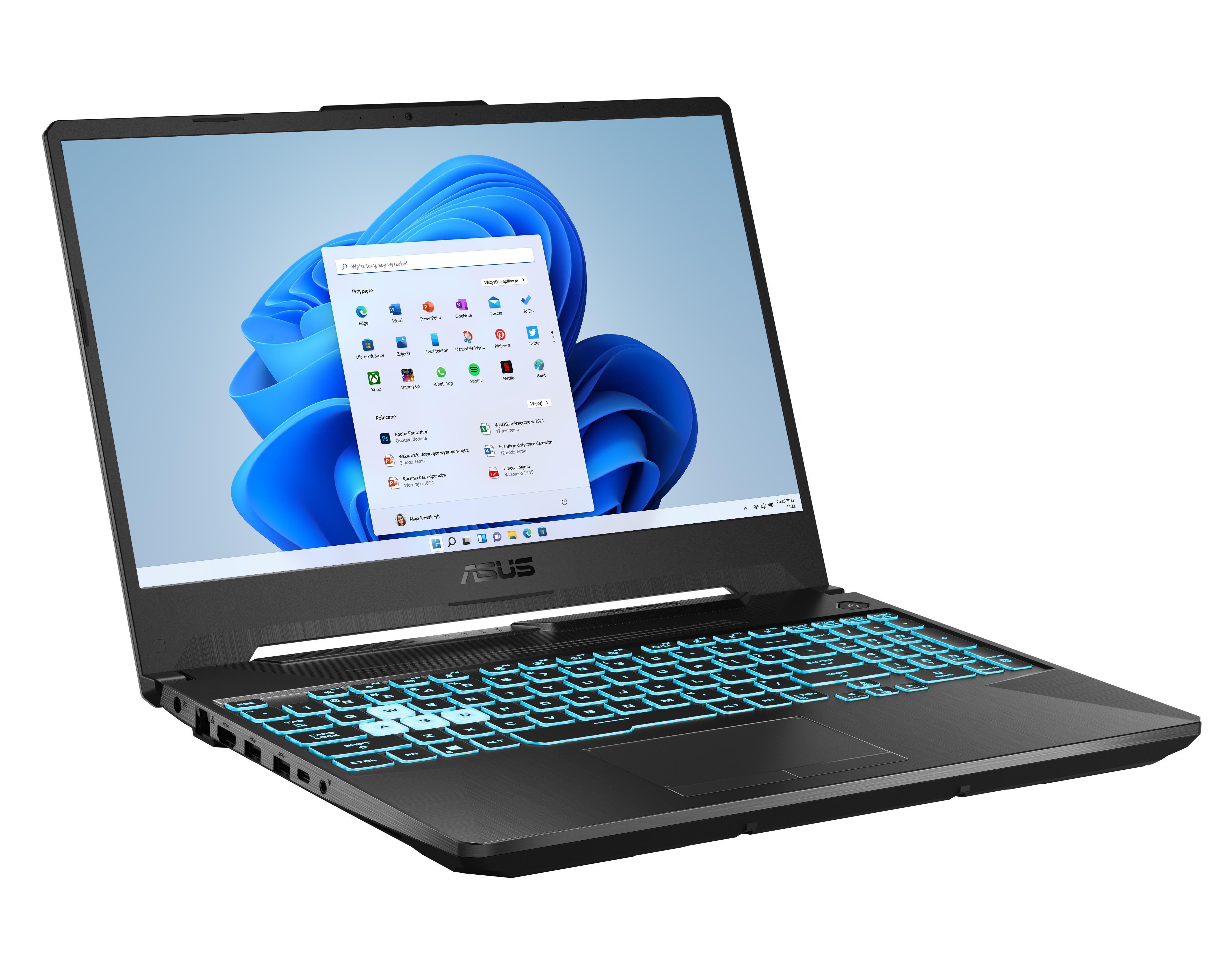 Laptop gamingowy ASUS TUF Gaming F15 FX506HCB-HN200W 15,6" 144Hz i5-11400H 16GB RAM 512GB Dysk SSD RTX3050 Win11