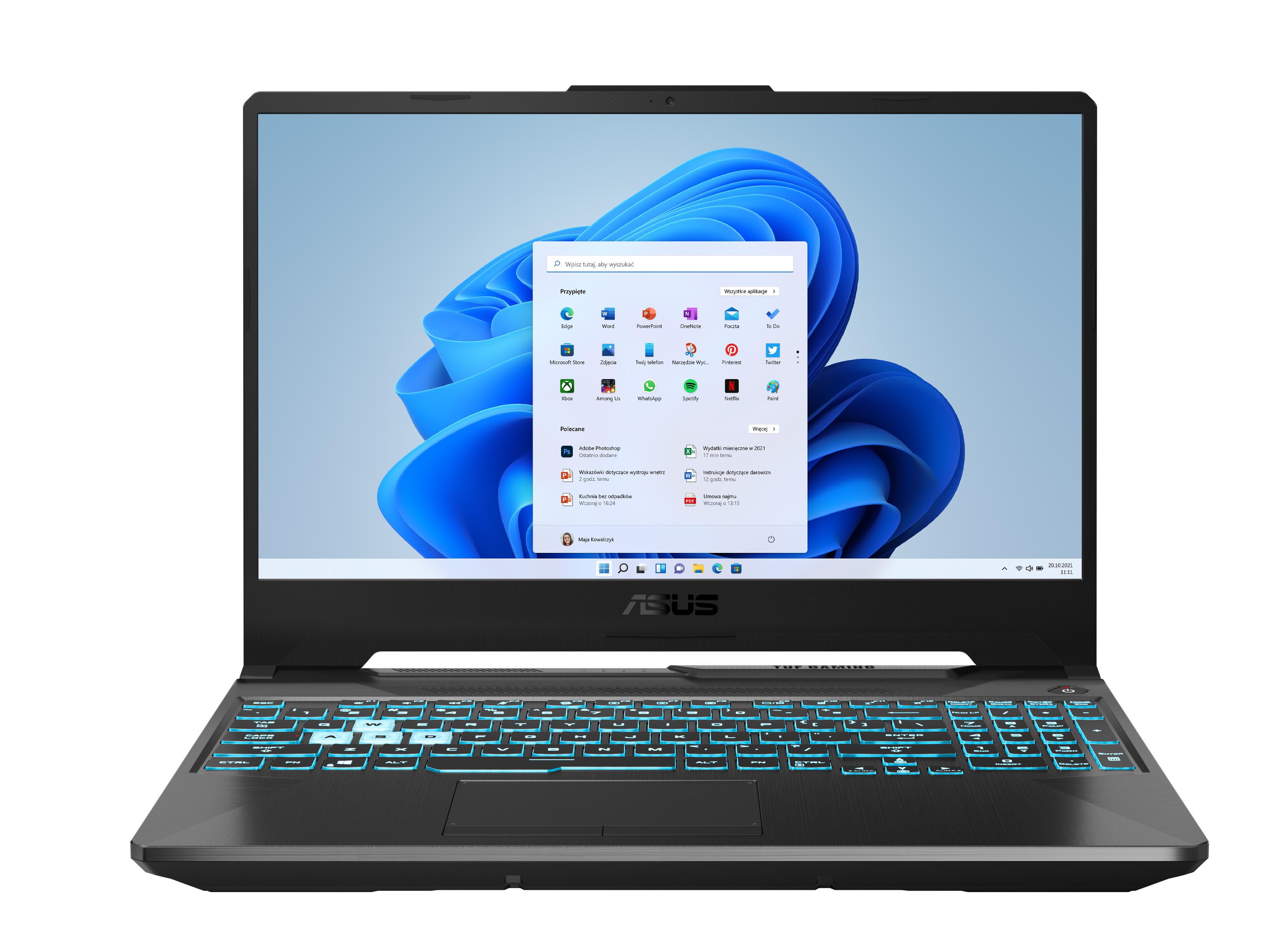 Laptop gamingowy ASUS TUF Gaming F15 FX506HCB-HN200W 15,6" 144Hz i5-11400H 16GB RAM 512GB Dysk SSD RTX3050 Win11