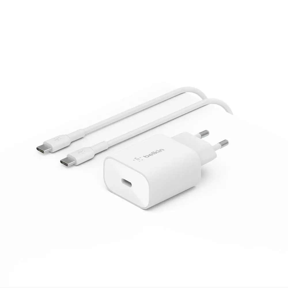 Ładowarka sieciowa Belkin WCA004VF1MWH-B6 BoostCharge USB-C Power Delivery 25W z PPS + kabel USB-C na USB-C 1m