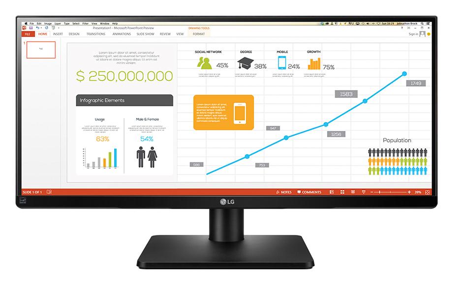Monitor LG 29UB67-B - 29" - 2K - 60Hz - 5ms