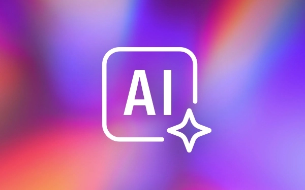 Значок зі словом AI у квадраті та блискучим символом – графіка, що символізує штучний інтелект