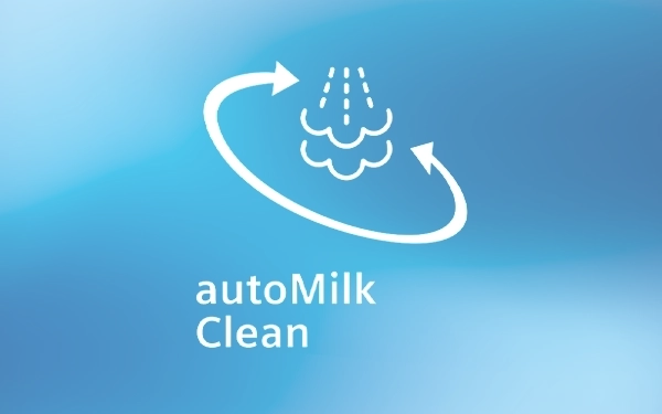 Значок AutoMilk Clean із символом миття молока на синьому фоні