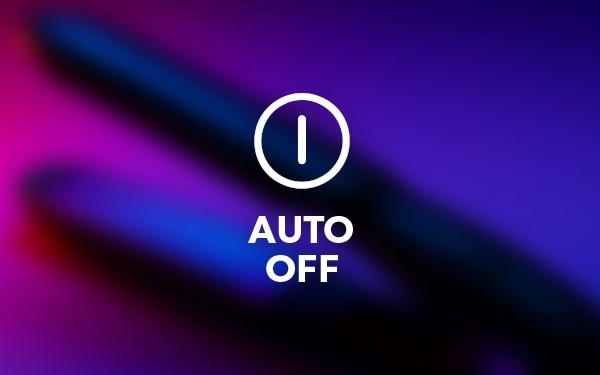 Значок «Автовыключение» — символ питания в круге и слово «Автовыключение» на фиолетово-синем фоне.