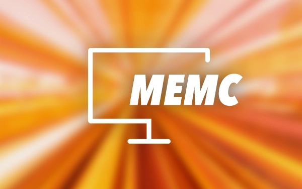 Піктограма екрана зі словом MEMC на помаранчевому фоні – символ технології плавного зображення Motion Estimation Motion Compensation