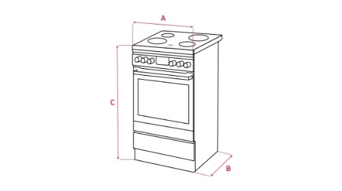 Amica 58CE1.30HMSQ(W) Acérquese a la cocina con vitrocerámica cm