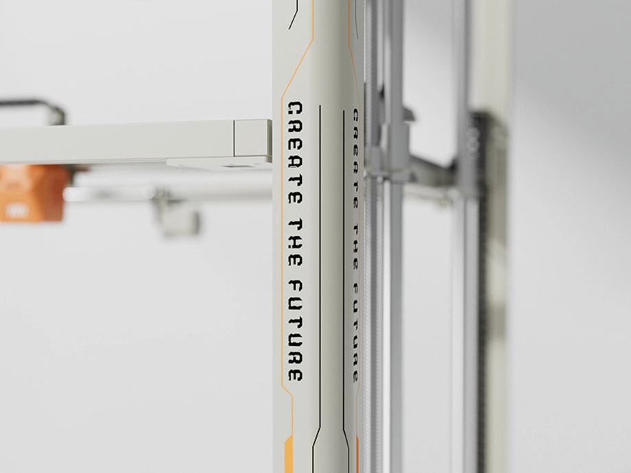 Великий промисловий 3D-принтер ELEGOO у темному виробничому цеху з металевими конструкціями на задньому плані